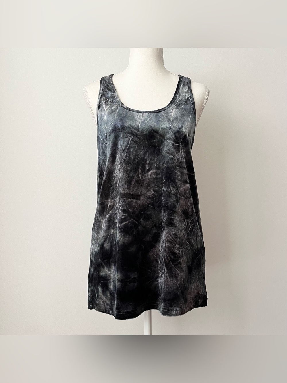 Torn by Ronny Kobo Women's Velvet Tank Top XS Abstract Blue Gray Racerback Goth